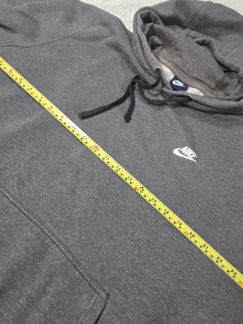 Nike Men's Gray Pullover Hoodie XL Solid Fleece Cotton Blend Logo Pockets *Read